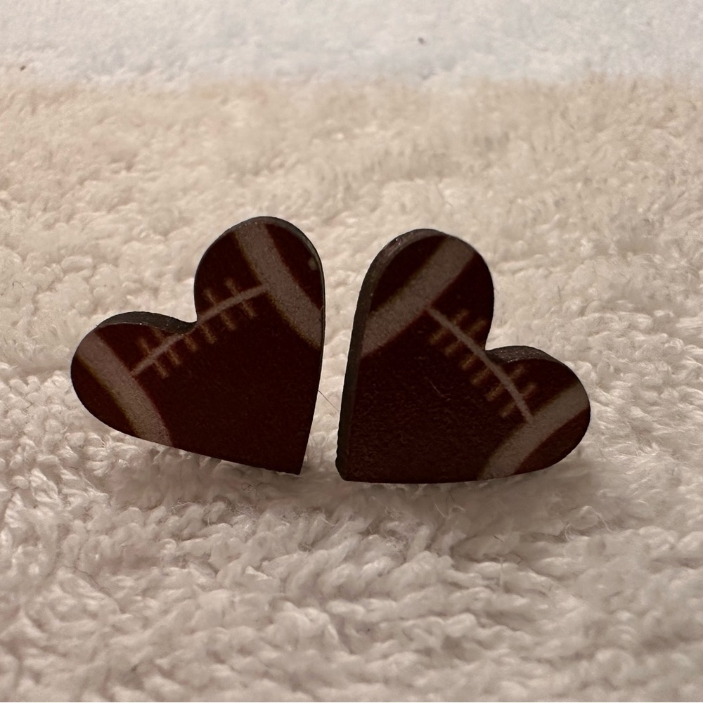 Heart-Shaped Football Earrings